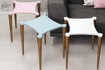 Sarjapöytä Nayla 50 cm 3 pöytää - Valkoinen/Roosa/Sininen - Huonekalut - Pöytä & ruokailuryhmä - Sohvapöytä