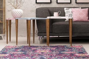 Sarjapöytä Nayla 50 cm 3 pöytää - Valkoinen/Roosa/Sininen - Huonekalut - Pöytä & ruokailuryhmä - Sohvapöytä