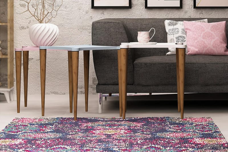 Sarjapöytä Nayla 50 cm 3 pöytää - Valkoinen/Roosa/Sininen - Huonekalut - Pöytä & ruokailuryhmä - Sohvapöytä