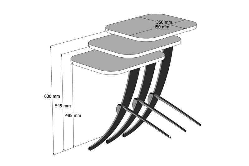 Sarjapöytä Neubeck 45 cm - Valkoinen/Musta - Sarjapöytä - Sohvapöytä