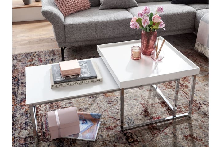 Sarjapöytä Rachid 110 cm Nelikulmainen - Valkoinen - Sohvapöytä - Sarjapöytä
