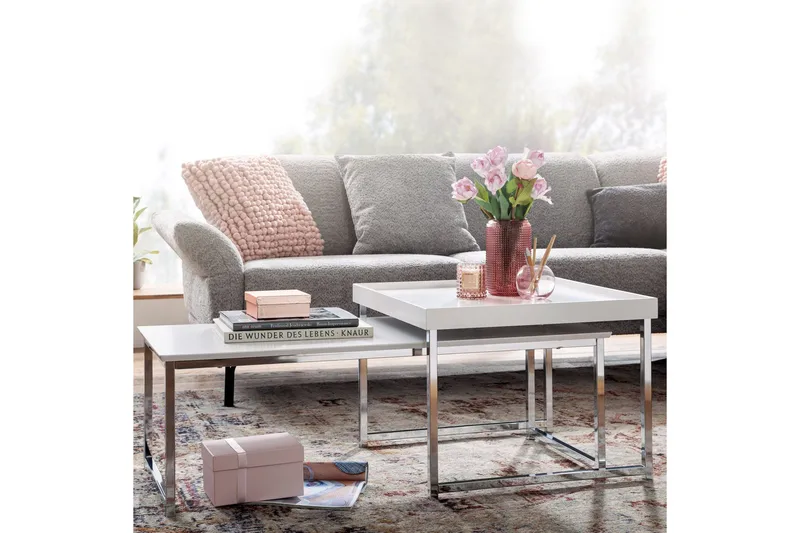 Sarjapöytä Rachid 110 cm Nelikulmainen - Valkoinen - Huonekalut - Pöytä & ruokailuryhmä - Sohvapöytä