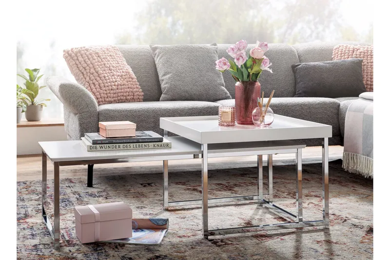 Sarjapöytä Rachid 110 cm Nelikulmainen - Valkoinen - Huonekalut - Pöytä & ruokailuryhmä - Sohvapöytä