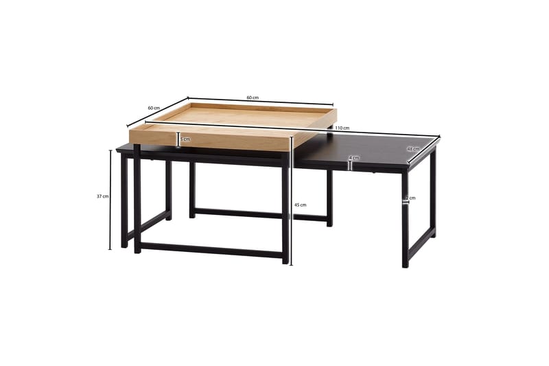 Sarjapöytä Rachid 110 cm Neliskulmainen - Luonnonväri - Huonekalut - Pöytä & ruokailuryhmä - Sohvapöytä