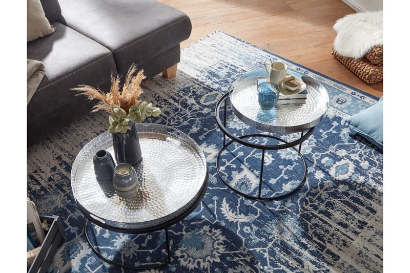 Sarjapöytä Rachid 46 cm Pyöreä - Hopea - Huonekalut - Pöytä & ruokailuryhmä - Sohvapöytä