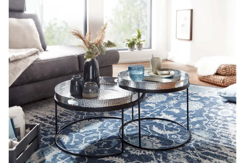 Sarjapöytä Rachid 46 cm Pyöreä - Hopea - Huonekalut - Pöytä & ruokailuryhmä - Sohvapöytä