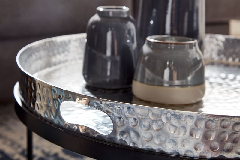 Sarjapöytä Rachid 46 cm Pyöreä - Hopea - Huonekalut - Pöytä & ruokailuryhmä - Sohvapöytä