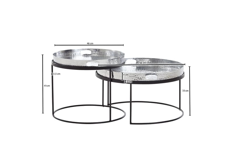 Sarjapöytä Rachid 46 cm Pyöreä - Hopea - Huonekalut - Pöytä & ruokailuryhmä - Sohvapöytä