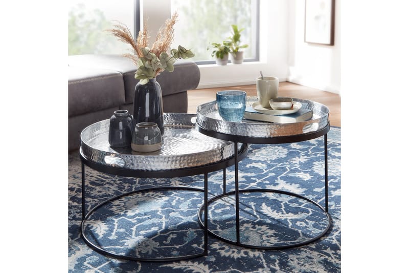 Sarjapöytä Rachid 46 cm Pyöreä - Hopea - Huonekalut - Pöytä & ruokailuryhmä - Sohvapöytä