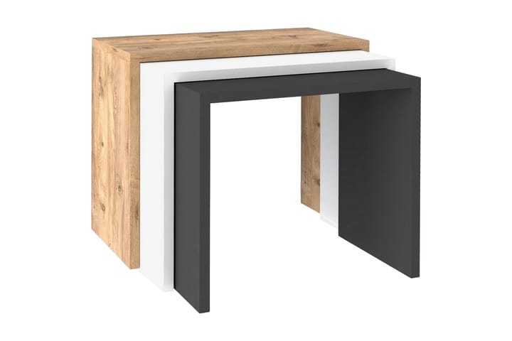 Sarjapöytä Southeast 3-pak 50 cm - Pähkinä/Valkoinen/Harmaa - Sohvapöytä - Sarjapöytä