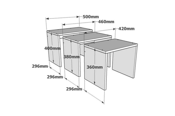 Sarjapöytä Southeast 3-pak 50 cm - Pähkinä/Valkoinen/Harmaa - Sohvapöytä - Sarjapöytä
