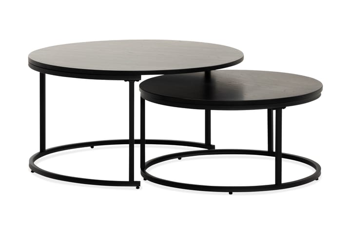Sarjapöytä Thyra 75/90 cm Pyöreä 2 pöytää - Musta - Sohvapöytä - Sarjapöytä