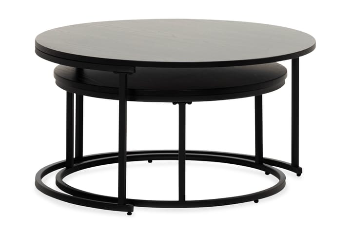 Sarjapöytä Thyra 75/90 cm Pyöreä 2 pöytää - Musta - Sohvapöytä - Sarjapöytä