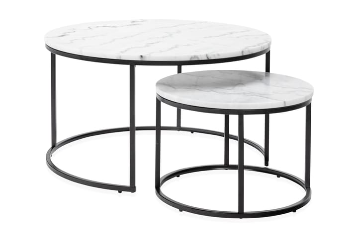 Sarjapöytä Titania Pyöreä Marmori - Valkoinen/Musta - Sarjapöytä - Marmoripöydät - Sohvapöytä