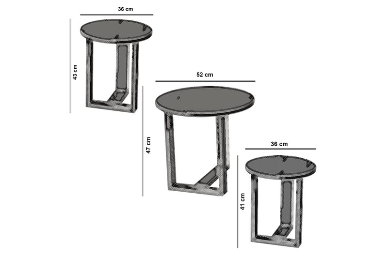 Sarjapöytä Ubbeboda 52 cm Pyöreä 3 pöytää - Beige - Huonekalut - Pöytä & ruokailuryhmä - Sohvapöytä