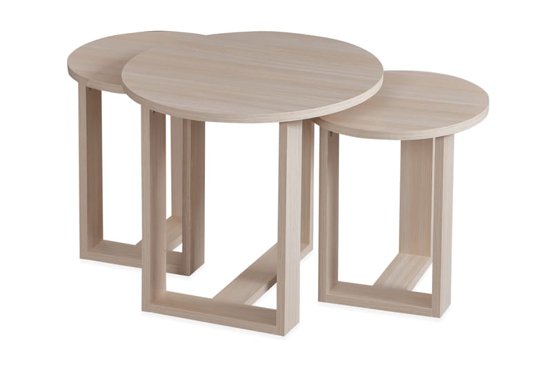 Sarjapöytä Ubbeboda 52 cm Pyöreä 3 pöytää - Beige - Huonekalut - Pöytä & ruokailuryhmä - Sohvapöytä