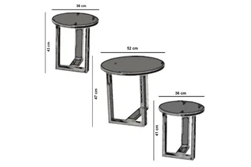 Sarjapöytä Ubbeboda 52 cm Pyöreä 3 pöytää - Beige - Huonekalut - Pöytä & ruokailuryhmä - Sohvapöytä