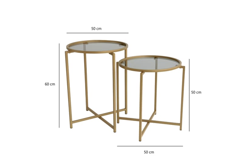 Sarjapöytä Paprendre 50 cm Pyöreä 2-pak - Savunvärinen/kulta - Sarjapöytä - Sohvapöytä