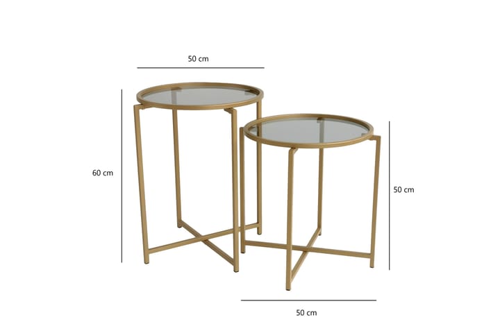 Sarjapöytä Paprendre 50 cm Pyöreä 2-pak - Savunvärinen/kulta - Sarjapöytä - Sohvapöytä