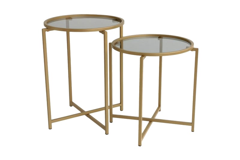 Sarjapöytä Paprendre 50 cm Pyöreä 2-pak, Savunvärinen/kulta