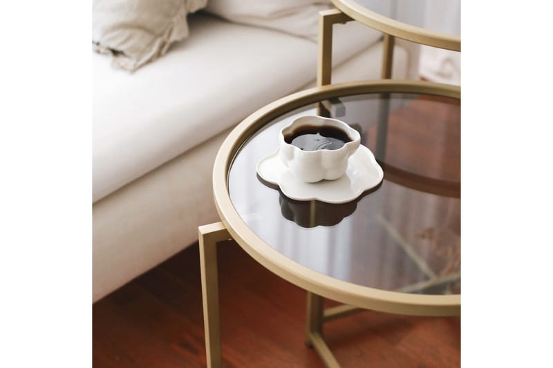 Sarjapöytä Paprendre 50 cm Pyöreä 2-pak - Savunvärinen/kulta - Huonekalut - Pöytä & ruokailuryhmä - Sohvapöytä