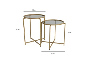 Sarjapöytä Paprendre 50 cm Pyöreä 2-pak - Savunvärinen/kulta - Huonekalut - Pöytä & ruokailuryhmä - Sohvapöytä