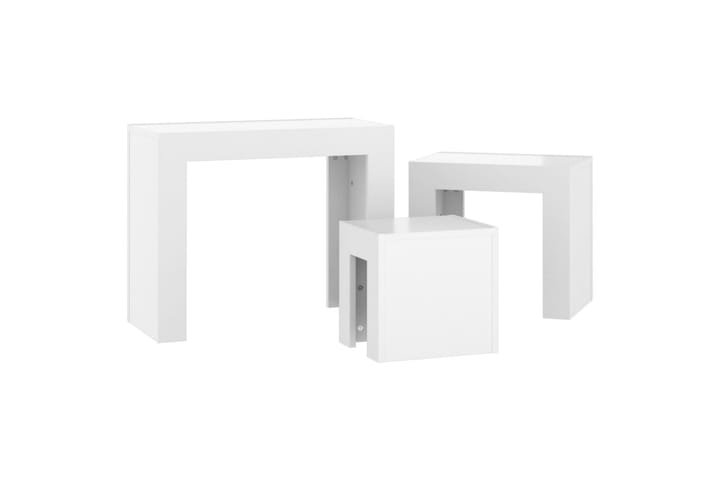 Sarjasohvapöydät 3 kpl korkeakiilto valkoinen lastulevy - Sarjapöytä - Sohvapöytä
