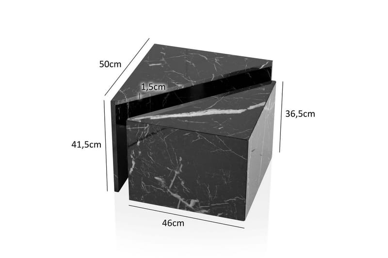 Sisaruspöytä Wohnling Sarja 2 MONOBLOC korkeakiiltoisena kolmionmuotoinen, moderni tyyli Marmori, musta - Marmori, musta - Huonekalut - Pöytä & ruokailuryhmä - Sohvapöytä