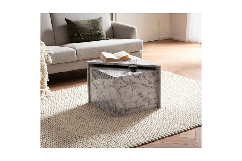 Sisaruspöytä Wohnling Sarja 2 MONOBLOC korkeakiiltoisena kolmionmuotoinen, moderni tyyli Marmori, valkoinen - Marmori, valkoinen - Huonekalut - Pöytä & ruokailuryhmä - Sohvapöytä