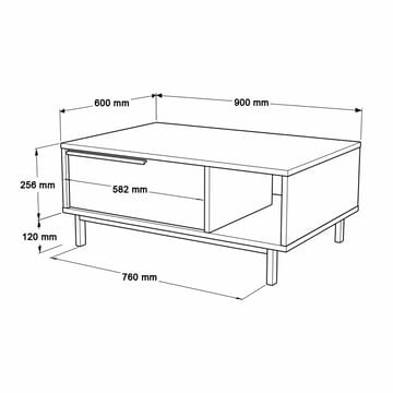 Sohvapöytä Skye Decor Cleo Shelf (90 x 37,6 x 60 cm) Luonnonvalkoinen - Luonnonväri ja valkoinen - Huonekalut - Pöytä & ruokailuryhmä - Sohvapöytä