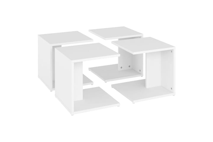 Sohvapöydät 4 kpl valkoinen 33x33x33 cm lastulevy - Valkoinen - Sohvapöytä