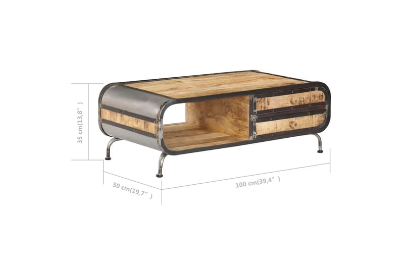 Sohvapöytä 100x50x35 cm kiinteä mangopuu - Ruskea - Huonekalut - Pöytä & ruokailuryhmä - Sohvapöytä