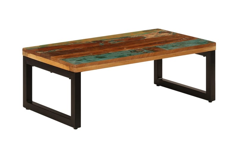 Sohvapöytä 100x50x35 cm täysi kierrätetty puu ja teräs - Ruskea - Huonekalut - Pöytä & ruokailuryhmä - Sohvapöytä