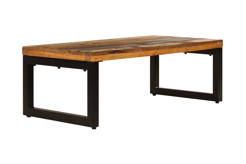 Sohvapöytä 100x50x35 cm täysi kierrätetty puu ja teräs - Ruskea - Huonekalut - Pöytä & ruokailuryhmä - Sohvapöytä