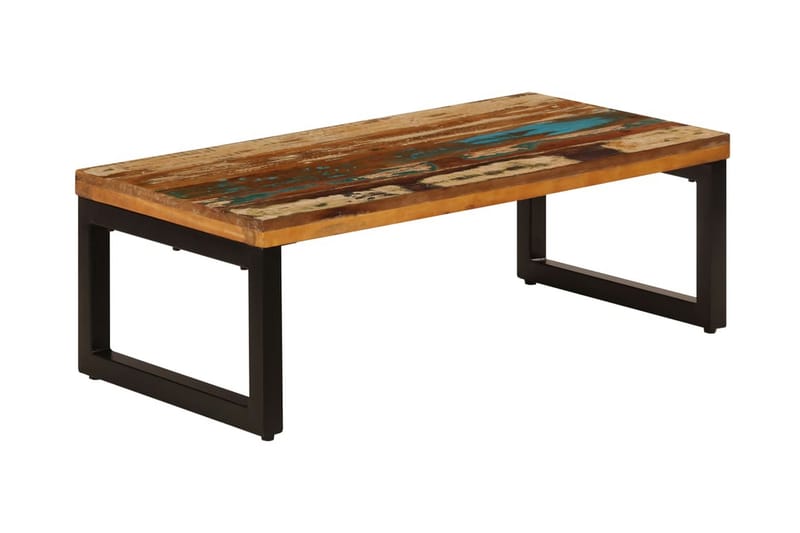 Sohvapöytä 100x50x35 cm täysi kierrätetty puu ja teräs - Ruskea - Huonekalut - Pöytä & ruokailuryhmä - Sohvapöytä