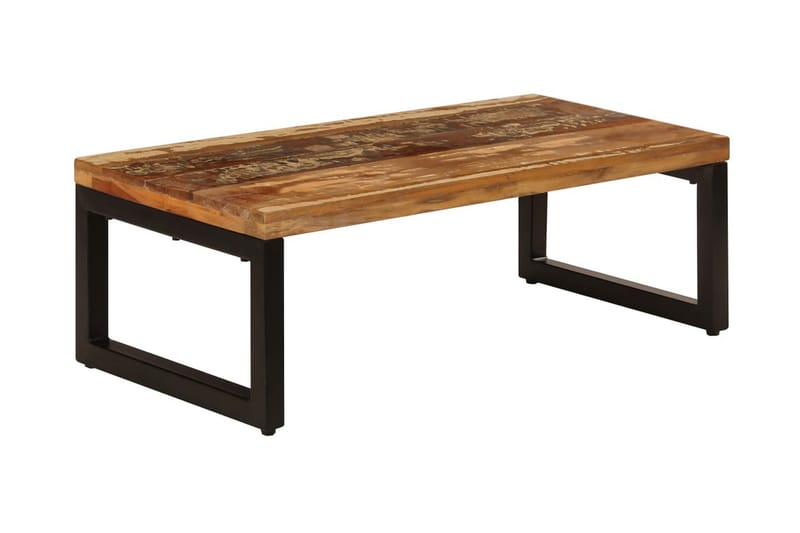 Sohvapöytä 100x50x35 cm täysi kierrätetty puu ja teräs - Ruskea - Huonekalut - Pöytä & ruokailuryhmä - Sohvapöytä