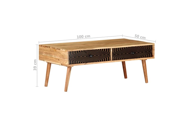 Sohvapöytä 100x50x39 cm täysi akaasiapuu - Ruskea - Huonekalut - Pöytä & ruokailuryhmä - Sohvapöytä