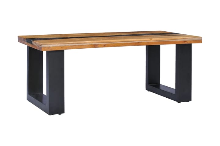Sohvapöytä 100x50x40 cm täysi tiikki ja polyesterihartsi - Monivärinen - Sohvapöytä