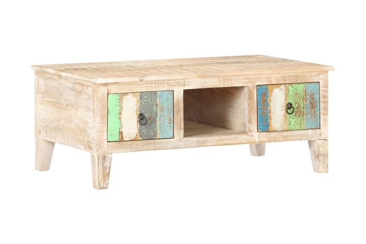 Sohvapöytä 100x55x40 cm karkea akaasiapuu - Monivärinen - Sohvapöytä