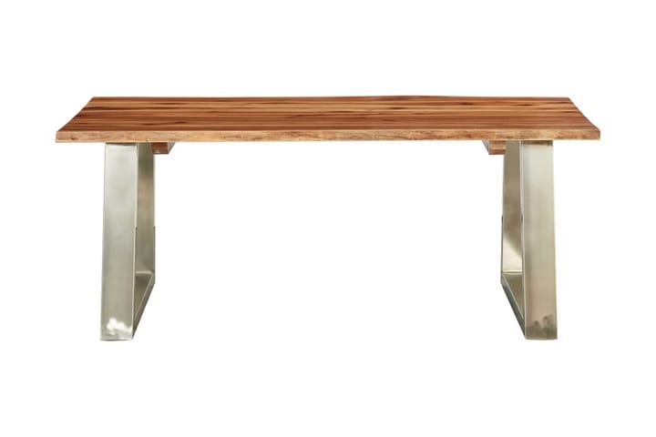 Sohvapöytä 100x60x40cm täysi akaasiapuu & ruostumaton teräs - Ruskea - Sohvapöytä