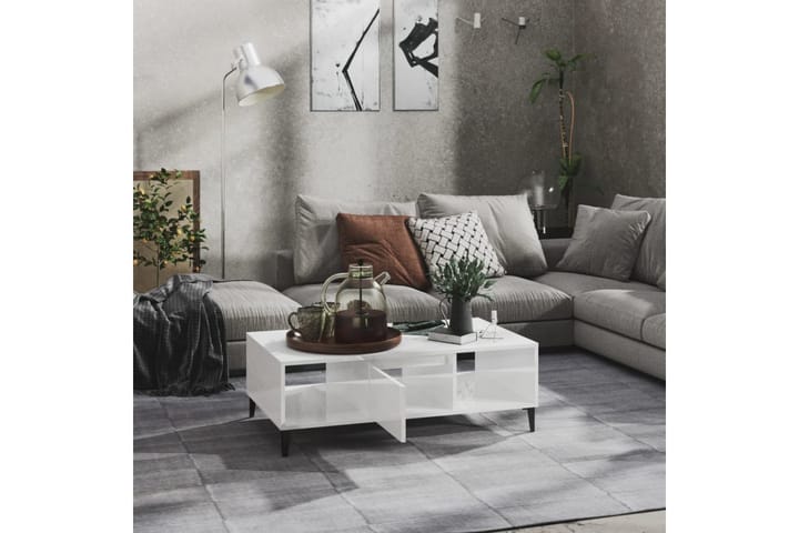 Sohvapöytä 103,5x60x35 cm - Valkoinen Korkeakiilto - Sohvapöytä
