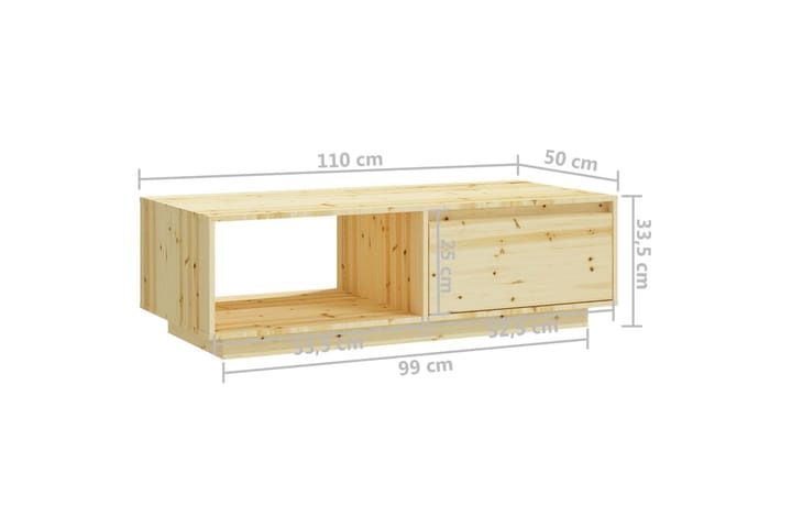 Sohvapöytä 110x50x33,5 cm täysi kuusi - Ruskea - Sohvapöyt�ä