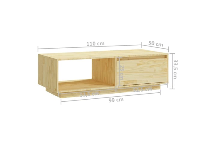 Sohvapöytä 110x50x33,5 cm täysi mänty - Ruskea - Sohvapöytä
