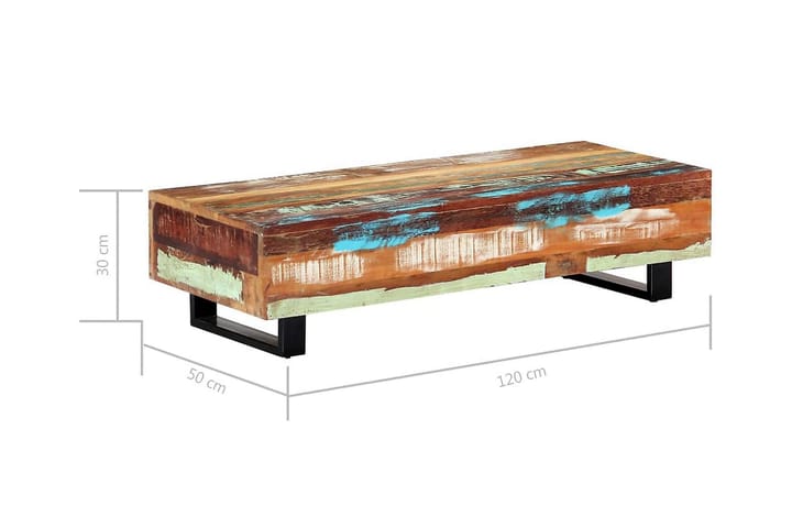 Sohvapöytä 120x50x30 cm täysi kierrätetty puu ja teräs - Ruskea - Sohvapöytä