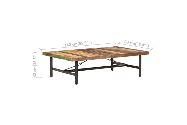 Sohvapöytä 142x90x42 cm kierrätetty täyspuu - Ruskea - Sohvapöytä