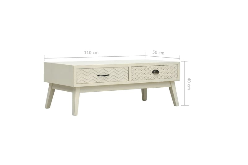 Sohvapöytä 2 laatikolla kaiverrettu harmaa 110x50x40 cm puu - Harmaa - Huonekalut - Pöytä & ruokailuryhmä - Sohvapöytä