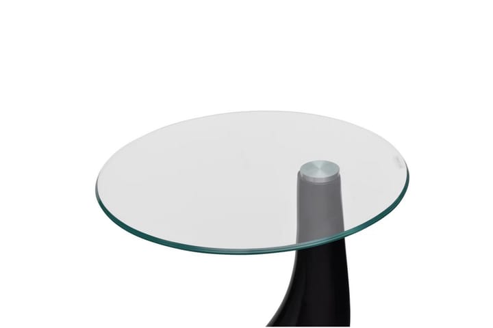 Sohvapöytä 2kpl pyöreä lasinen pöytälevy Korkeakiilto musta - Musta - Sohvapöytä