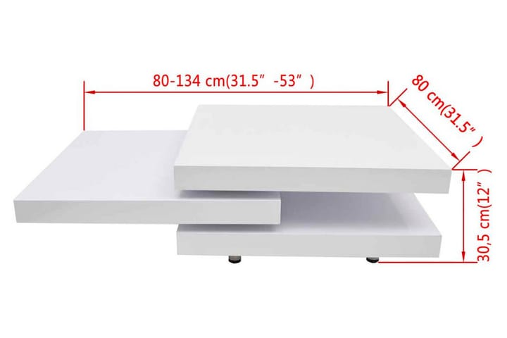 Sohvapöytä 3 tasoa Korkeakiilto valkoinen - Valkoinen - Sohvapöytä