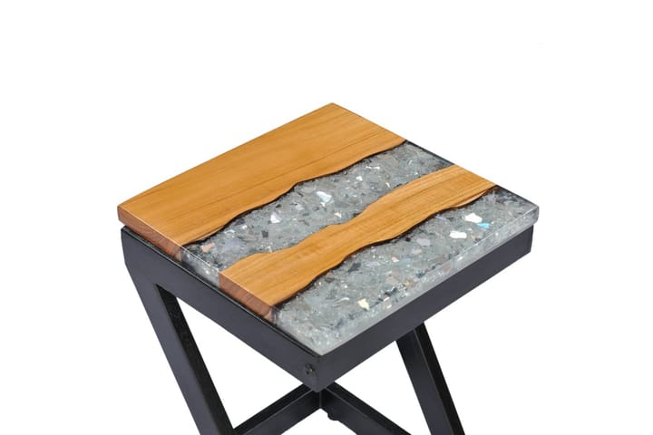 Sohvapöytä 30x30x50 cm täysi tiikki ja polyesterihartsi - Monivärinen - Sohvapöytä