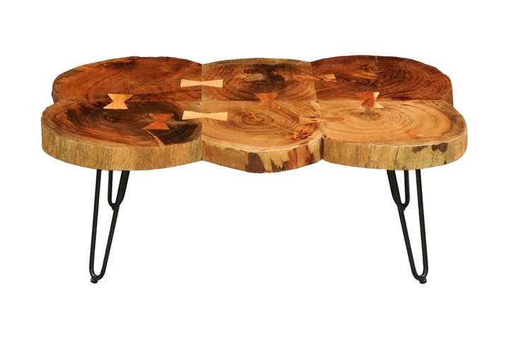 Sohvapöytä 35 cm 6 puunrunkolevyä Kiinteä seesampuu - Ruskea - Sohvapöytä